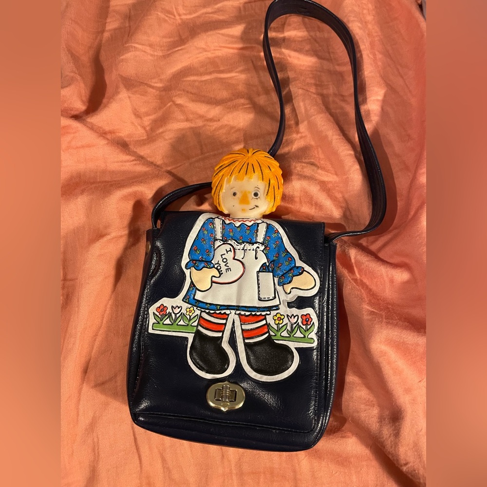 Vintage 1974 Raggedy Ann Black Child Purse By Bobb Merrill Co EUC